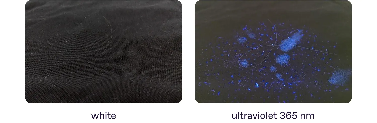 Firearm lubricant residues, fibers, and hair in UV light
